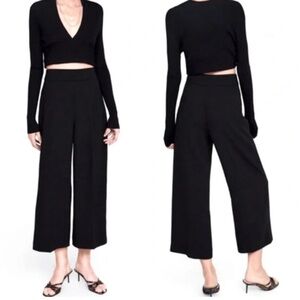 Zara wide leg black trouser pant ankle length women’s large